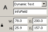 Textfield positioned via Properties panel.