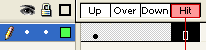 Inserting a frame in the button timeline.