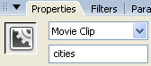 Instance name assignment for a Movie clip.