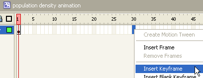 Inserting a Keyframe in a layer.