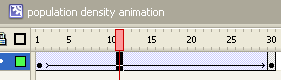 A motion tween animation on the timeline.