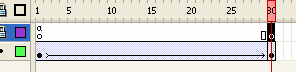 A second keyframe inserted inside the actions layer.