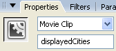 Instance name of a movie clip.