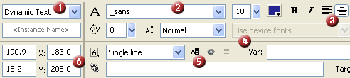 All the properties for the dynamic text field.