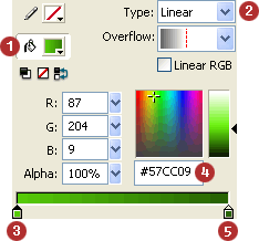 Making a linear gradient fill in Adobe Flash.