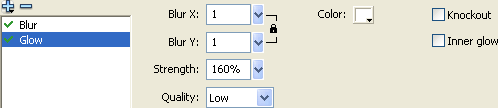 The Glow filter settings for the specular shine.