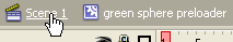 Returning to the main scene in Adobe Flash.