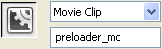 The Instance name of a movie clip instance in Flash.