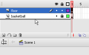 Dragging a layer to switch its position on the timeline.