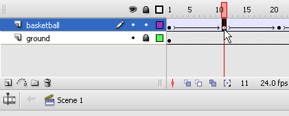 Selecting the second keyframe, where deceleration is going to happen.